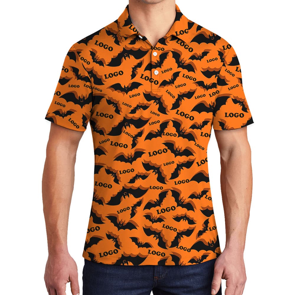 Halloween Bats Custom Print Logo Polo Shirt