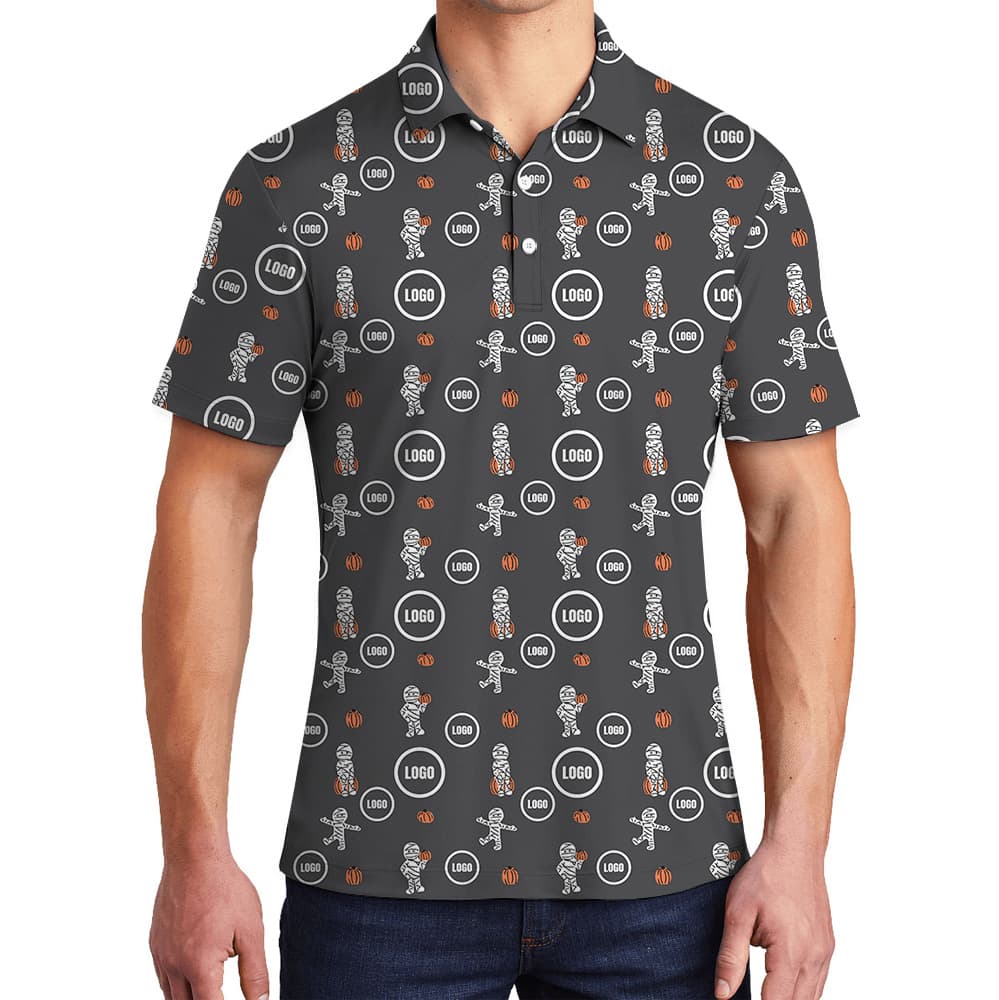 Halloween Custom Logo Mummy Pumpkin Polo Shirt