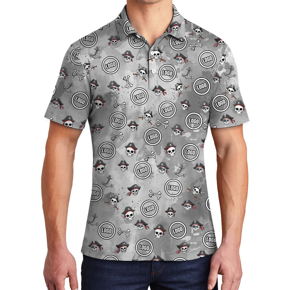 Halloween Custom Logo Pirate Skull Polo Shirt