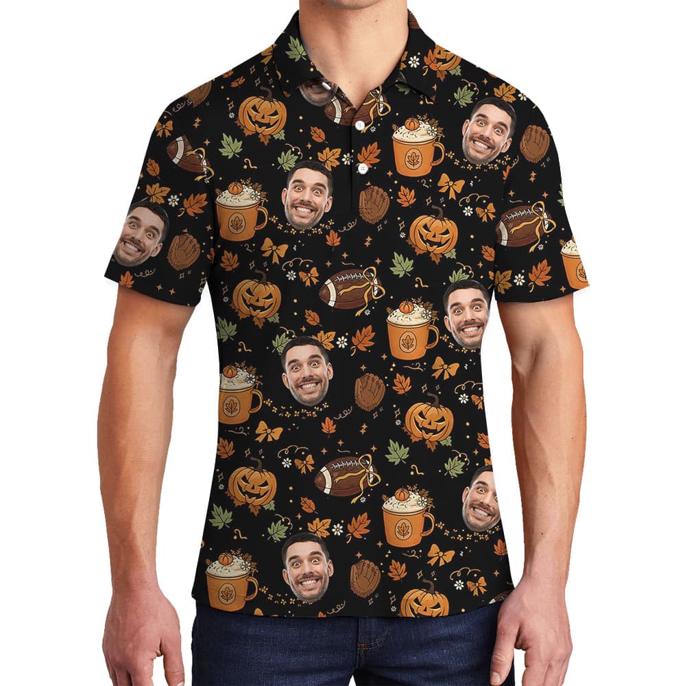 Halloween Football Custom Face Polo Shirt