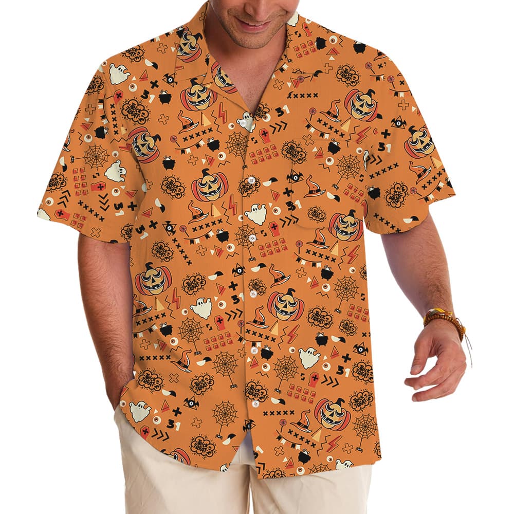 Hawaiian Shirt With Halloween Theme