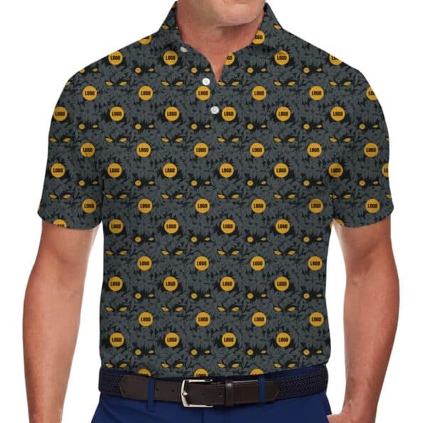 Horror Yellow Eyes Polo Shirt With Custom Logo