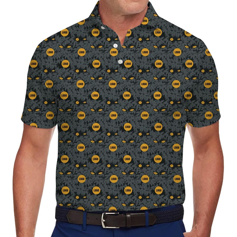 Horror Yellow Eyes Polo Shirt With Custom Logo