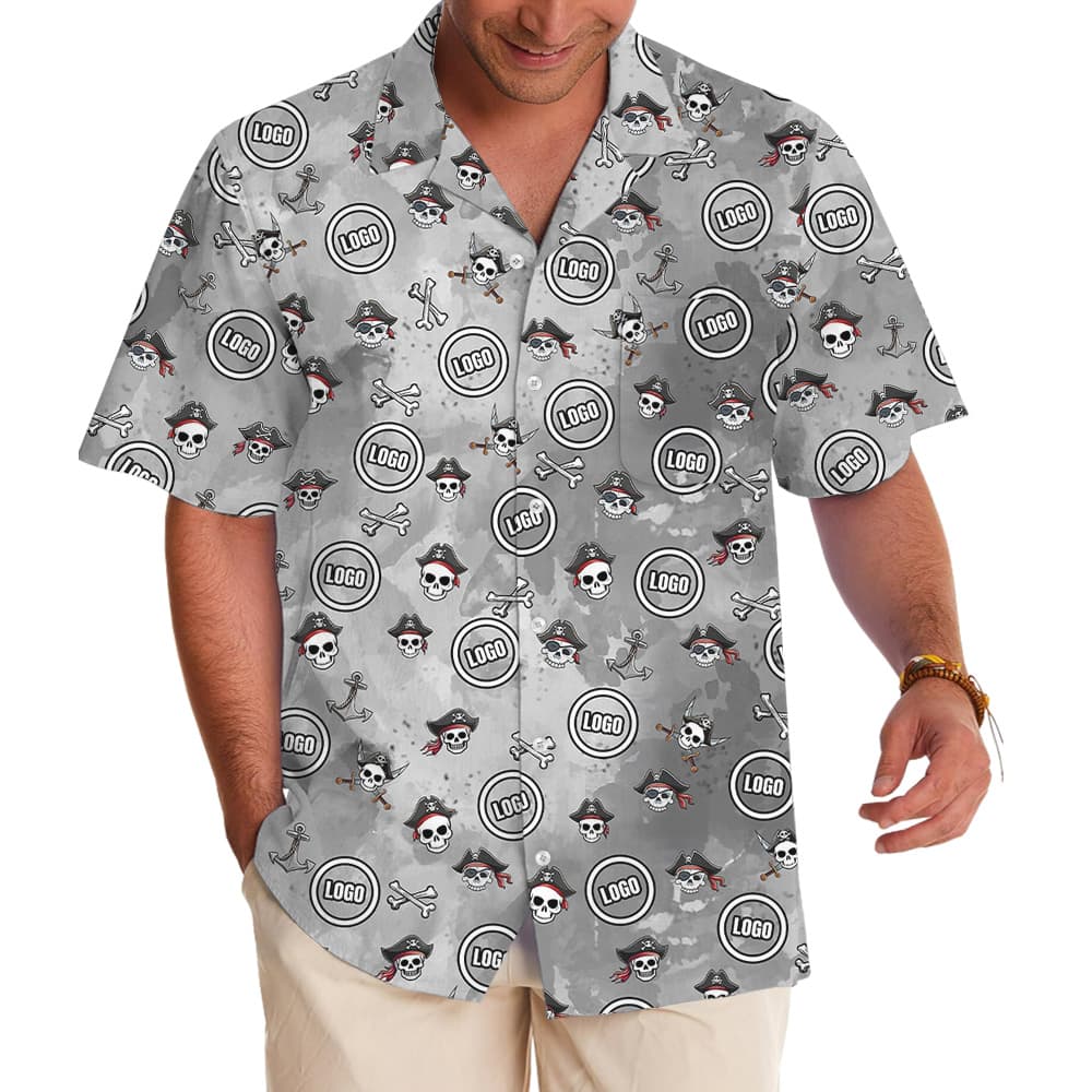 Pirate Skull Halloween Custom Logo Hawaiian Shirt