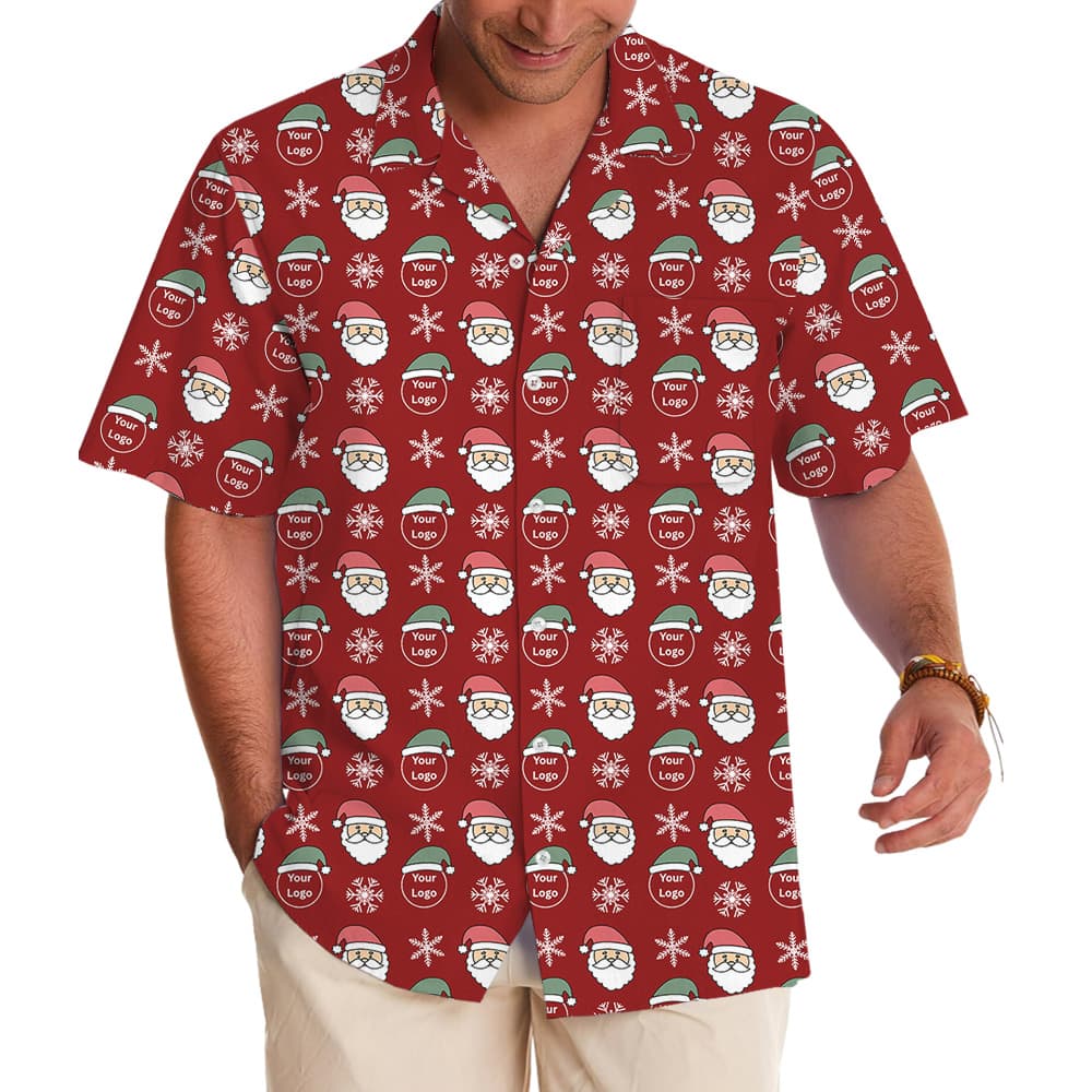 Red Custom Logo Christmas Joy Seamless Hawaiian Shirt