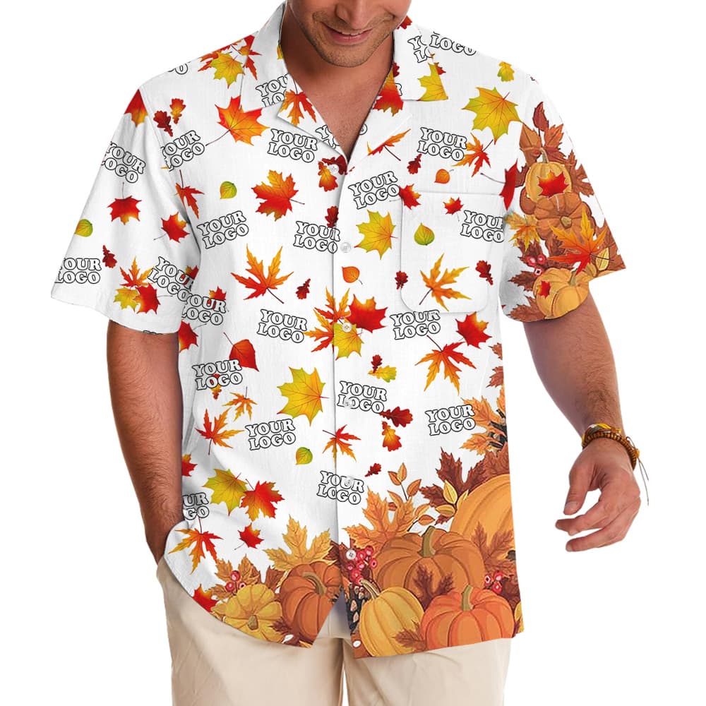 Thanksgiving Fall Theme Custom Logo Hawaiian Shirt