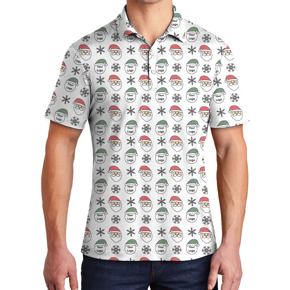 White Custom Logo Christmas Company Polo Shirt