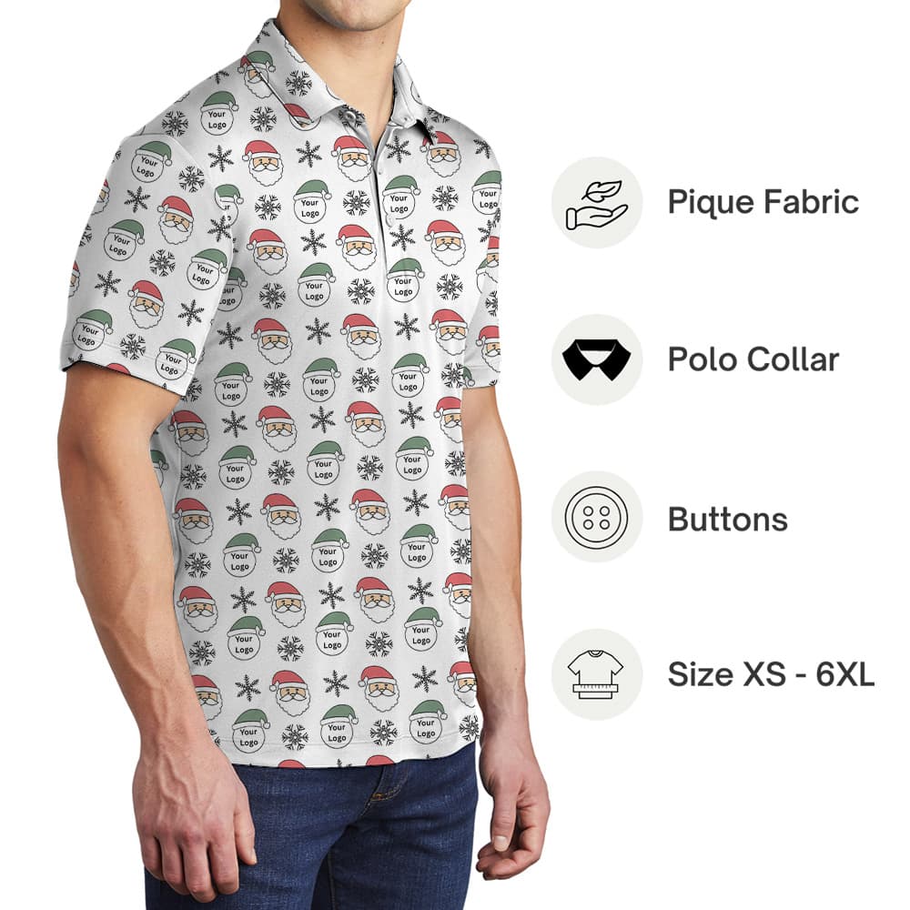White Custom Logo Christmas Company Polo Shirt