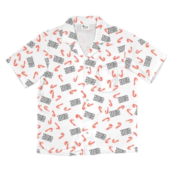 Christmas Candy Cane Custom Logo Hawaiian Shirt