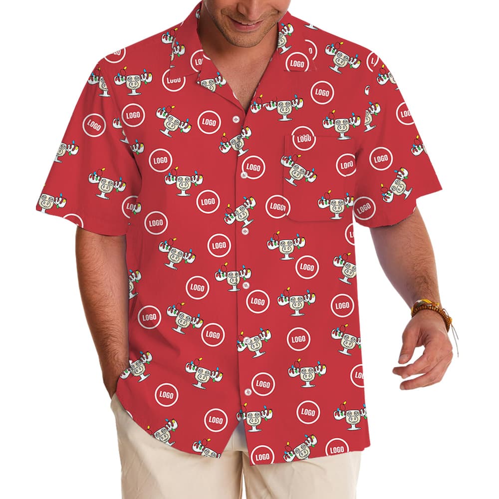 Christmas Eggnog Moose Mug Custom Logo Button Shirt2