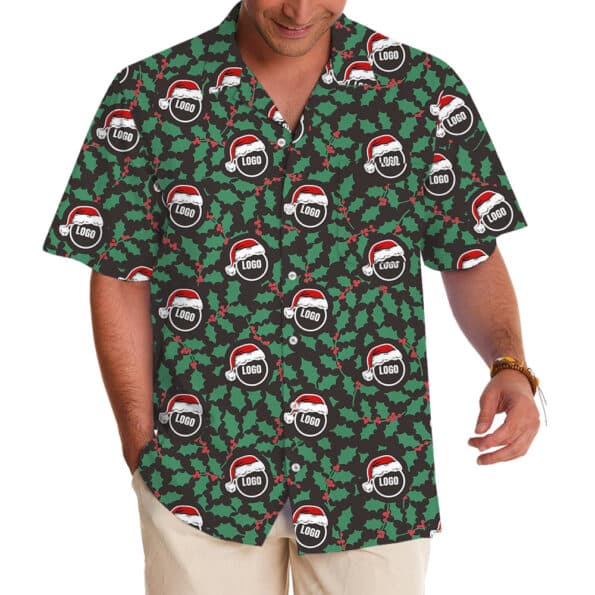 Christmas Holly Custom Company Logo Hawaiian Shirt