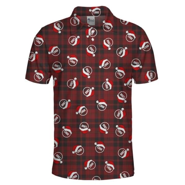 Custom Company Logo Christmas Flannel Polo Shirt