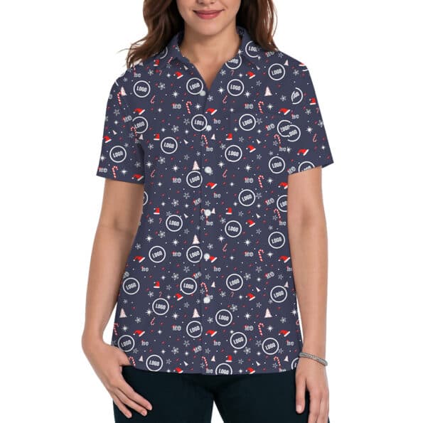 Custom Company Logo Christmas Icons Button Shirt