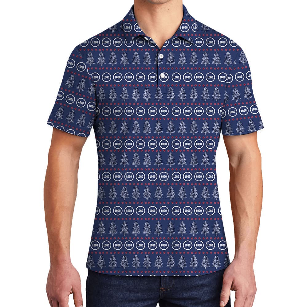 Custom Company Logo Christmas Trees Polo Shirt1