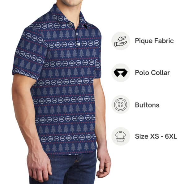 Custom Company Logo Christmas Trees Polo Shirt
