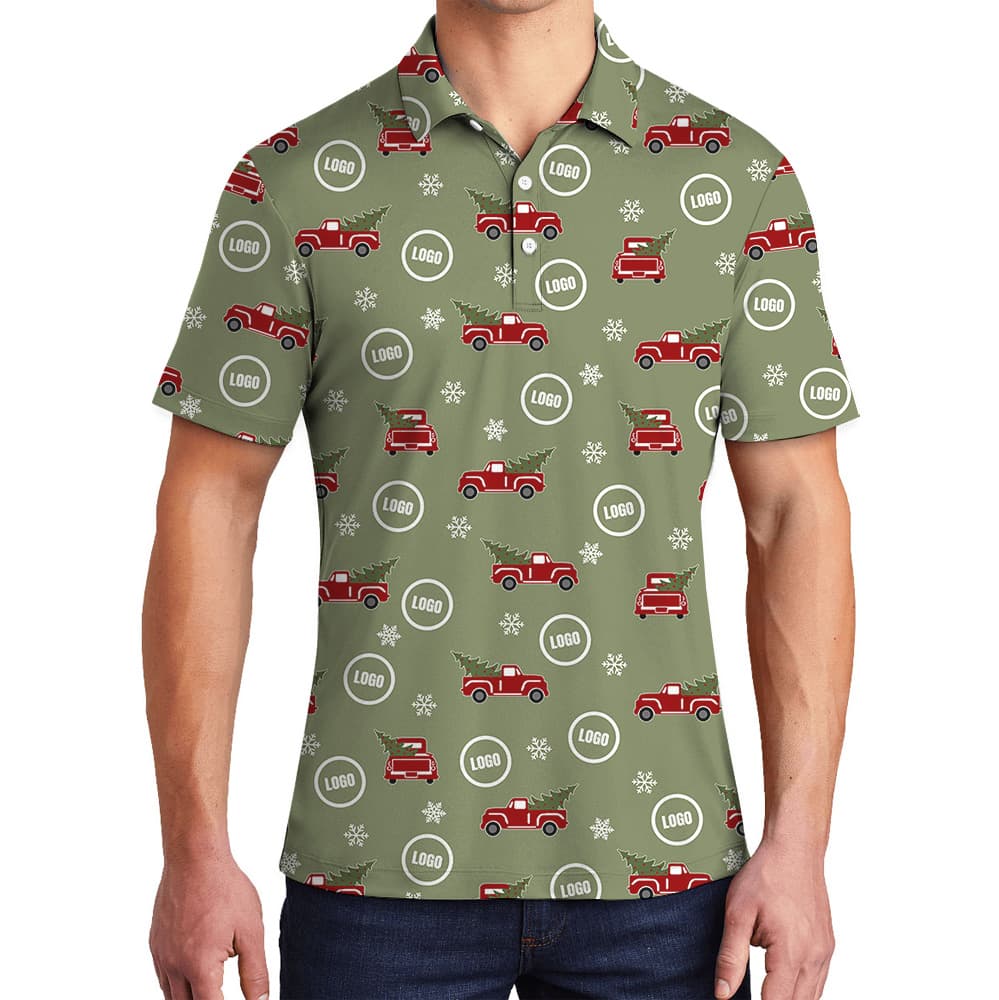 Custom Company Logo Christmas Truck Polo Shirt1