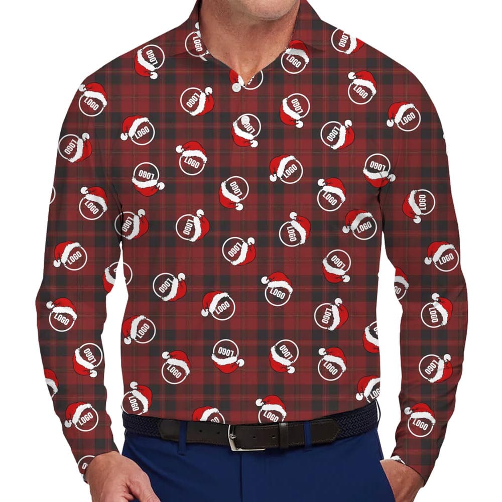 Custom-Logo-Christmas-Flannel-Long-Sleeves-Polo-Shirt-2