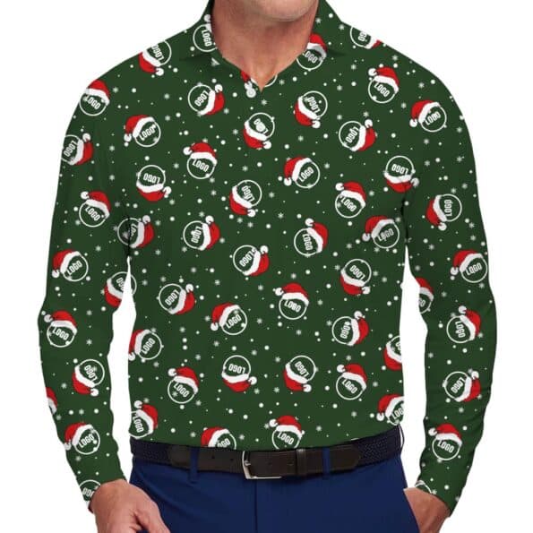 Custom Logo Christmas Long Sleeve Polo Shirt