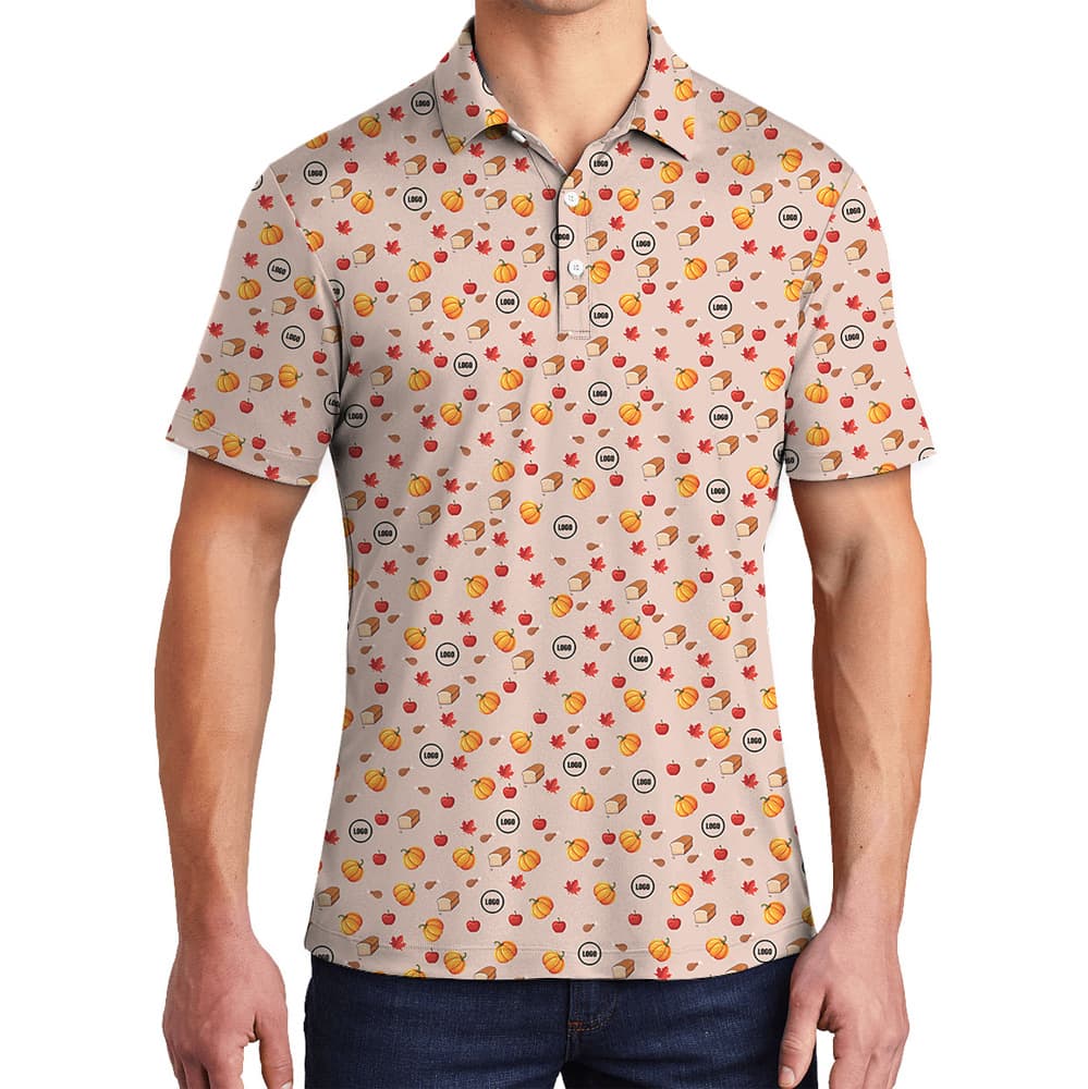 Custom Logo Thanksgiving Leaf And Meal Polo Shirt