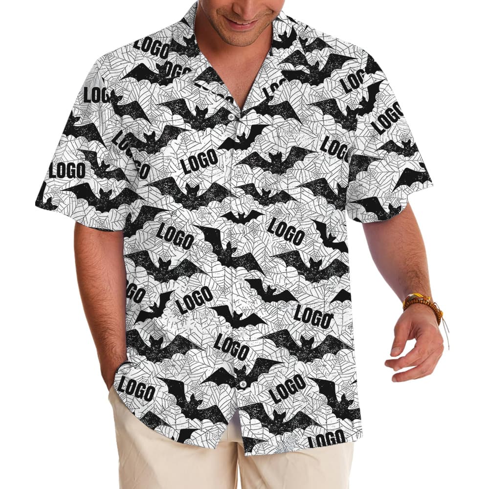 Flying Bat Swarm Custom Logo Hawaiian Shirt