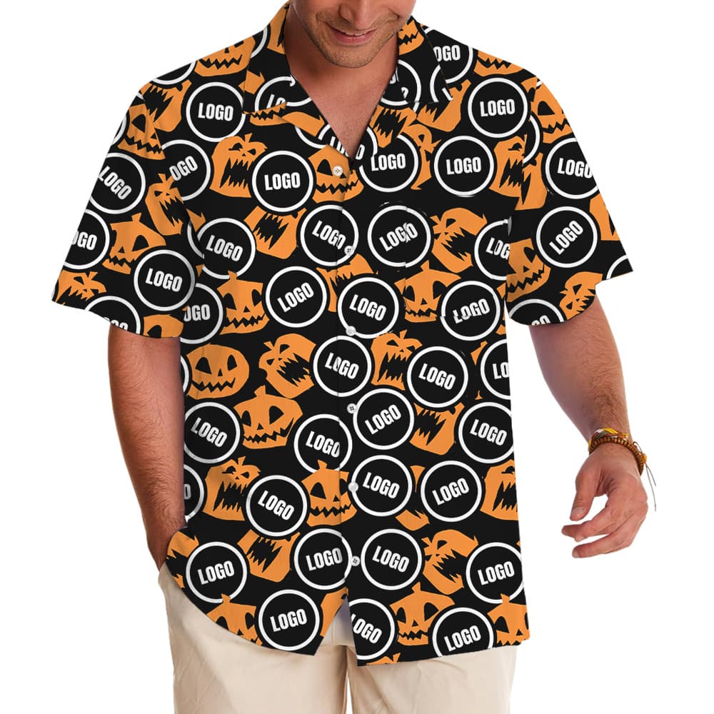 Halloween Scary Pumpkin Custom Logo Hawaiian Shirt