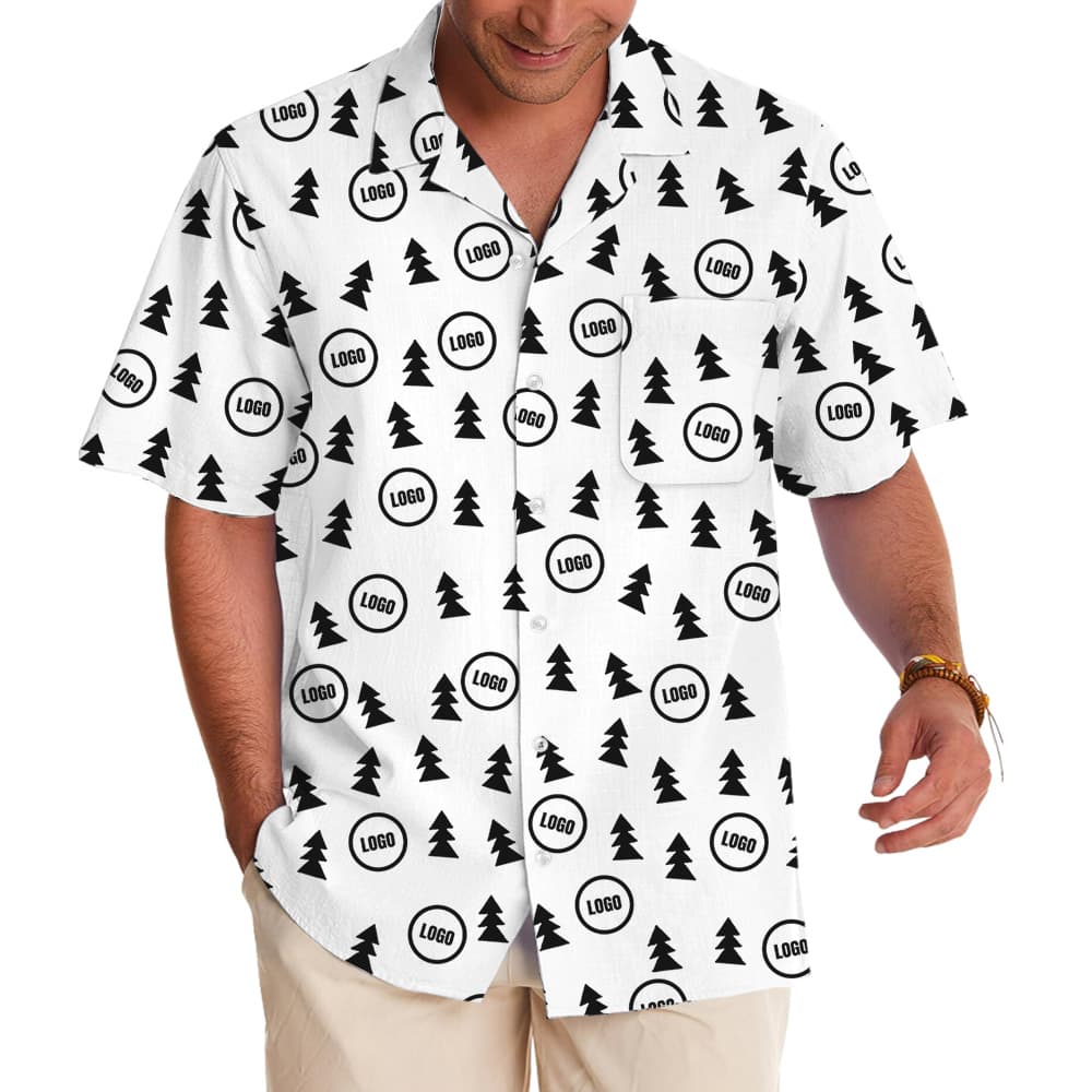 Multi Color Christmas Tree Forest Custom Logo Hawaiian Shirt
