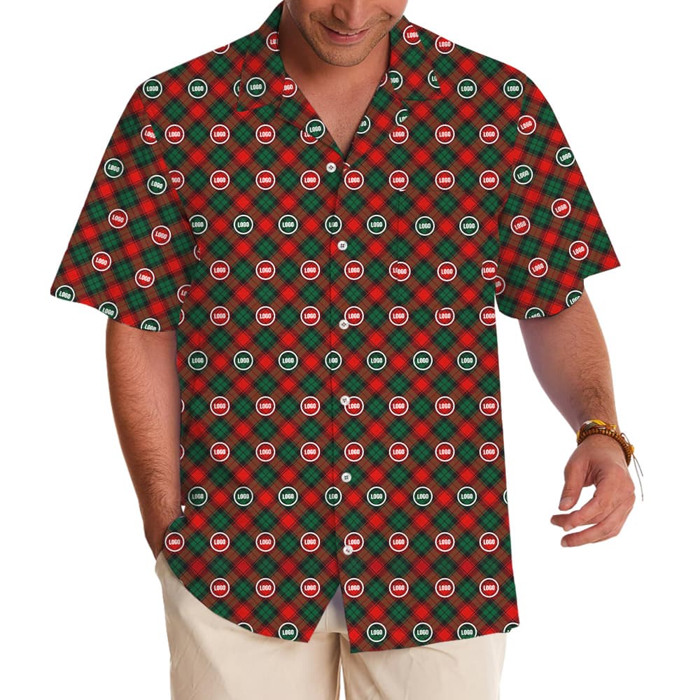 Christmas Red Plaid Custom Logo Hawaiian Shirt