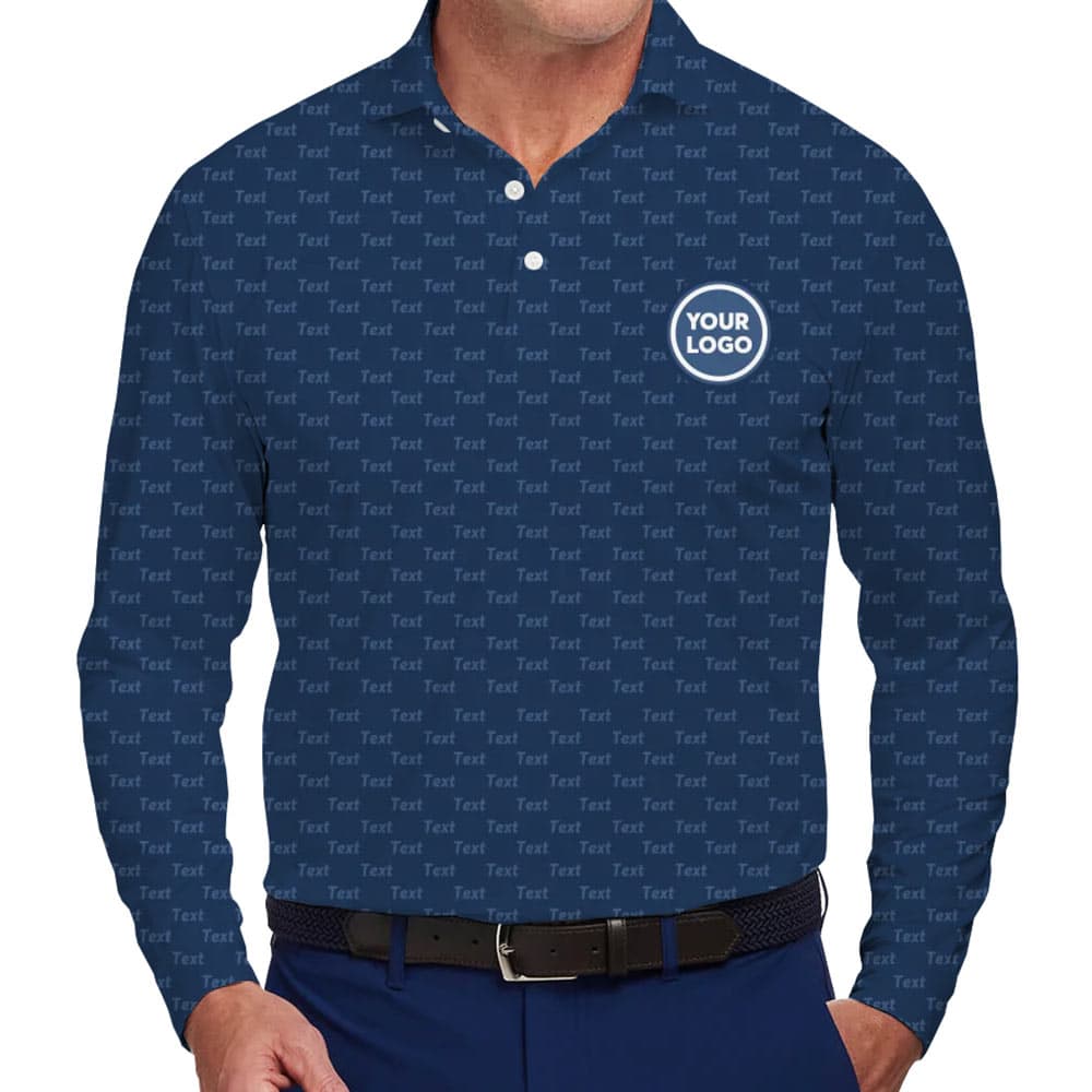 Long Sleeves Custom Logo Text And Color Collared Polo Shirt