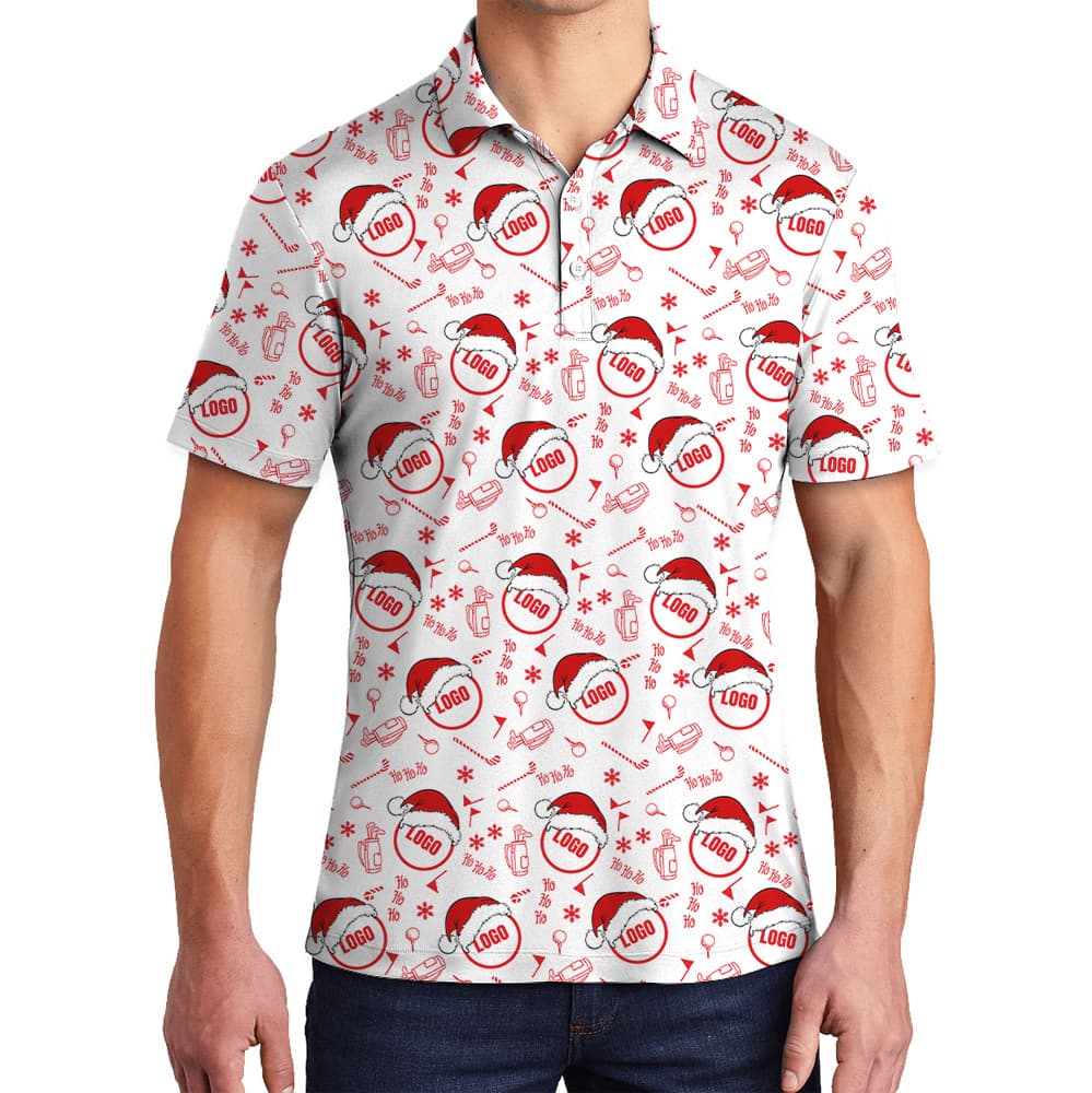Merry Santa Golf Custom Logo Christmas Polo Shirt