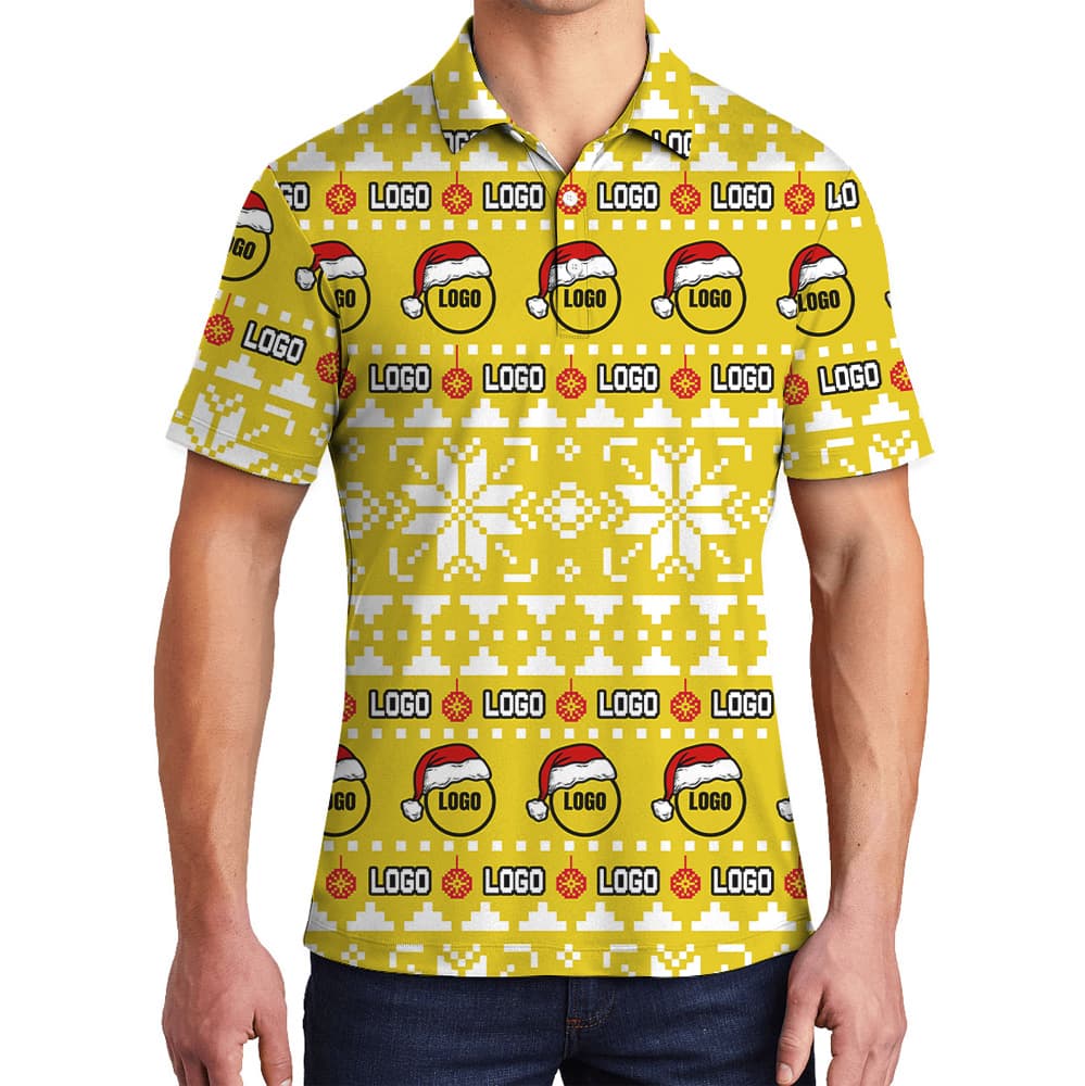 Santa Logo Christmas Knit Style Custom Polo Shirt