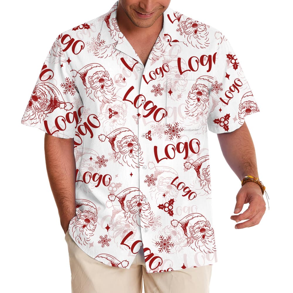 Vintage Jolly Santa Christmas Hawaiian Shirt Custom Logo