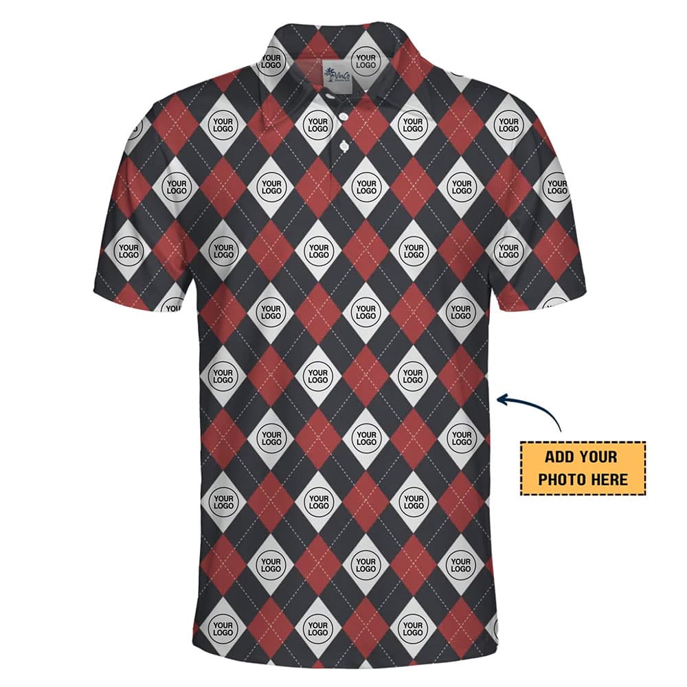 Checked Pattern Collared Polo Shirt With Custom Logo And Preview
