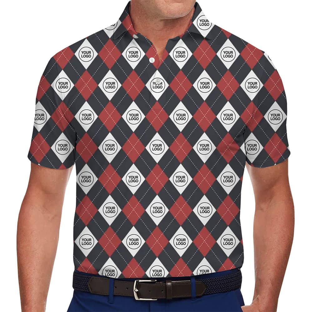Checked Pattern Collared Polo Shirt With Custom Logo And Preview
