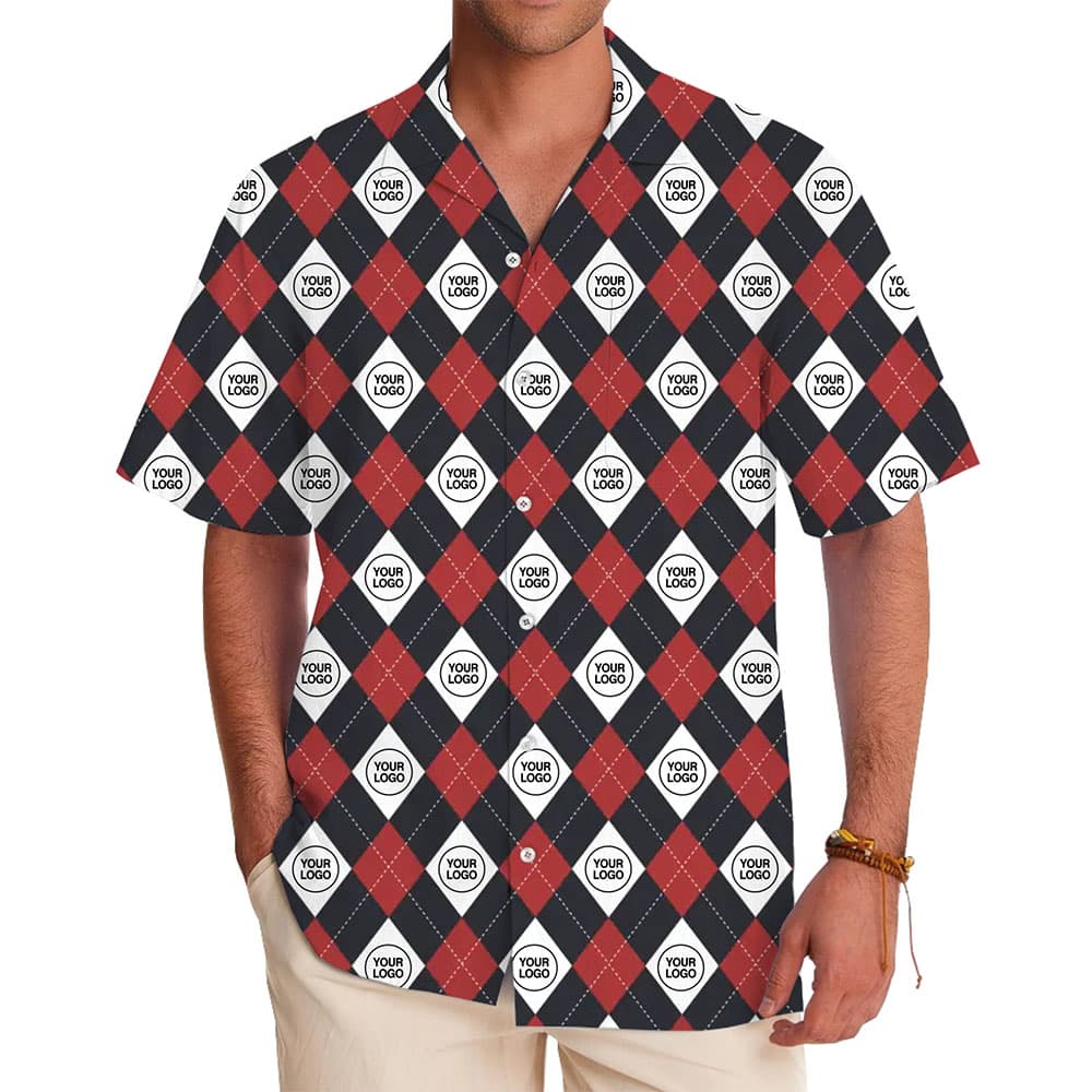 Checkerboard Hawaiian Shirt With Custom Logo And Color2