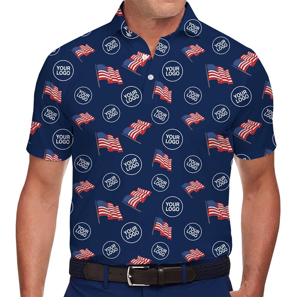 Custom American Flag Polo Shirt with Logo