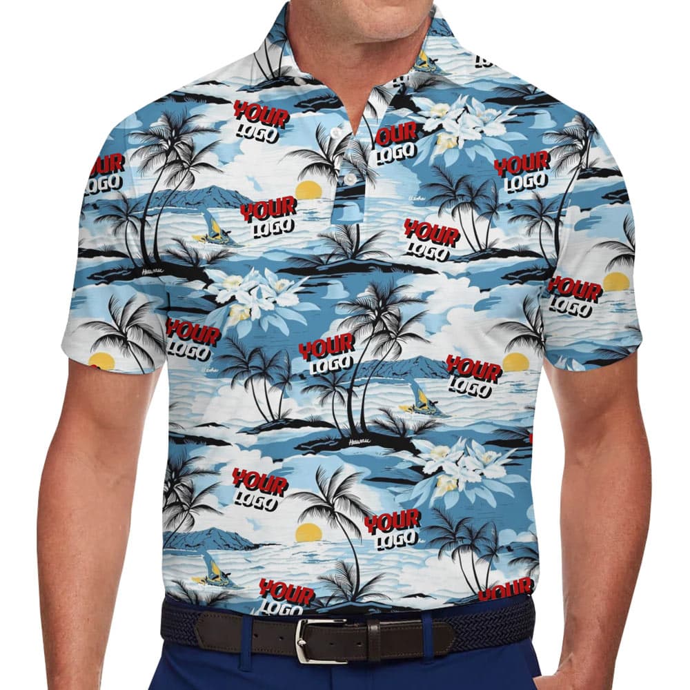 Custom Company Logo Tropical Islands Polo Shirt1
