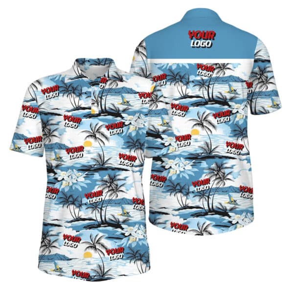 Custom Company Logo Tropical Islands Polo Shirt