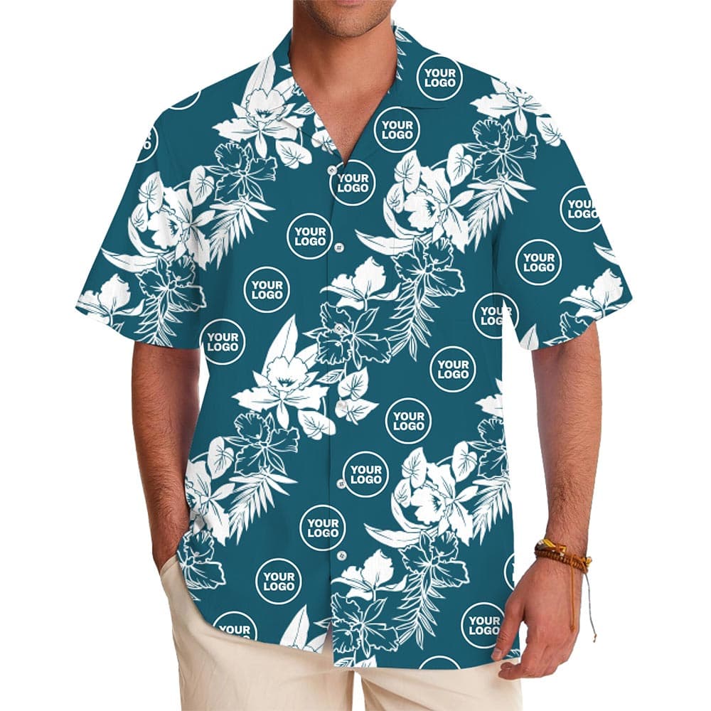 Custom Hawaiian Shirt with Hibiscus Flower with Logo