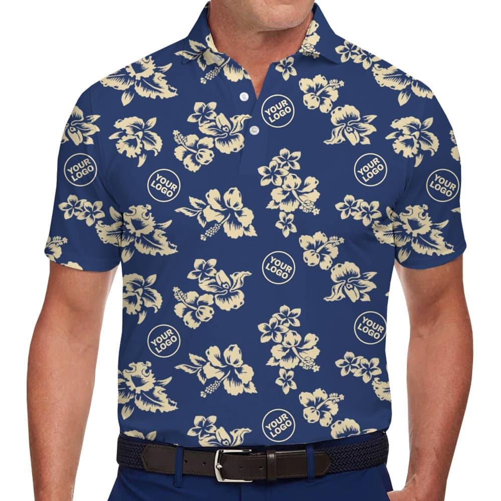 Custom Logo And Color Background Color Polo Shirt With Flower