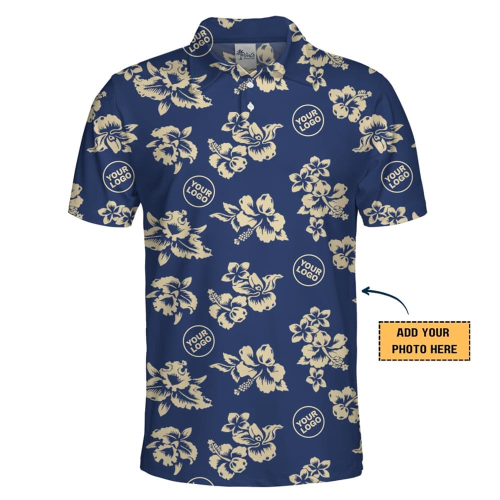 Custom Logo And Color Background Color Polo Shirt With Flower