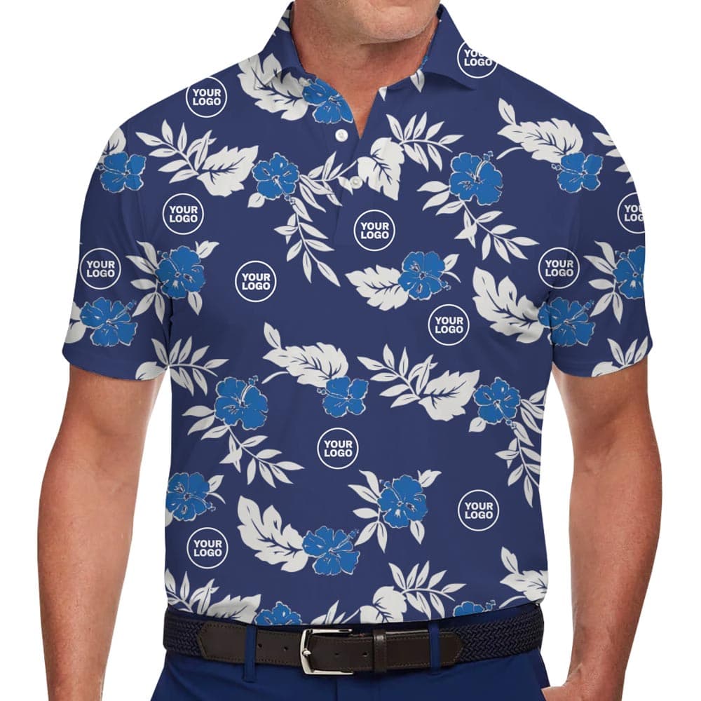 Custom Logo And Color Floral Collared Polo Shirt