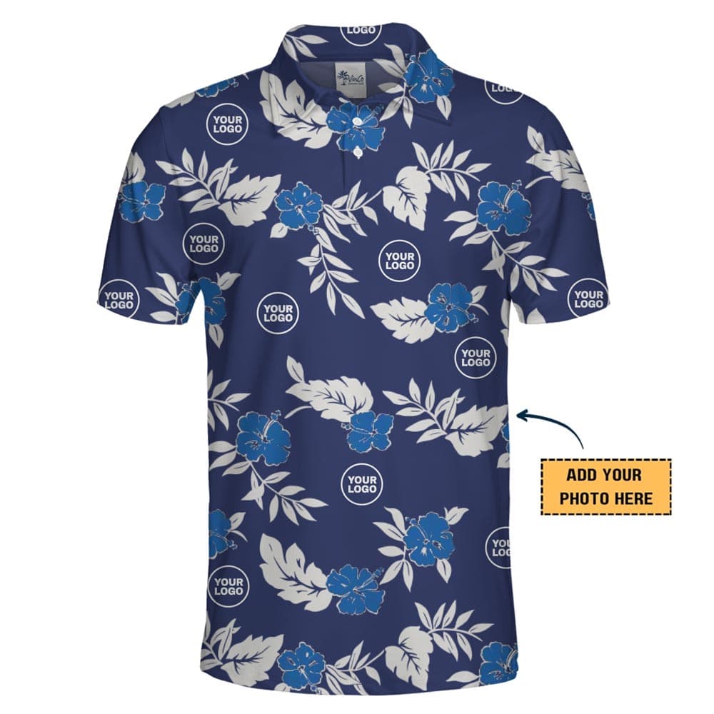 Custom Logo And Color Floral Collared Polo Shirt