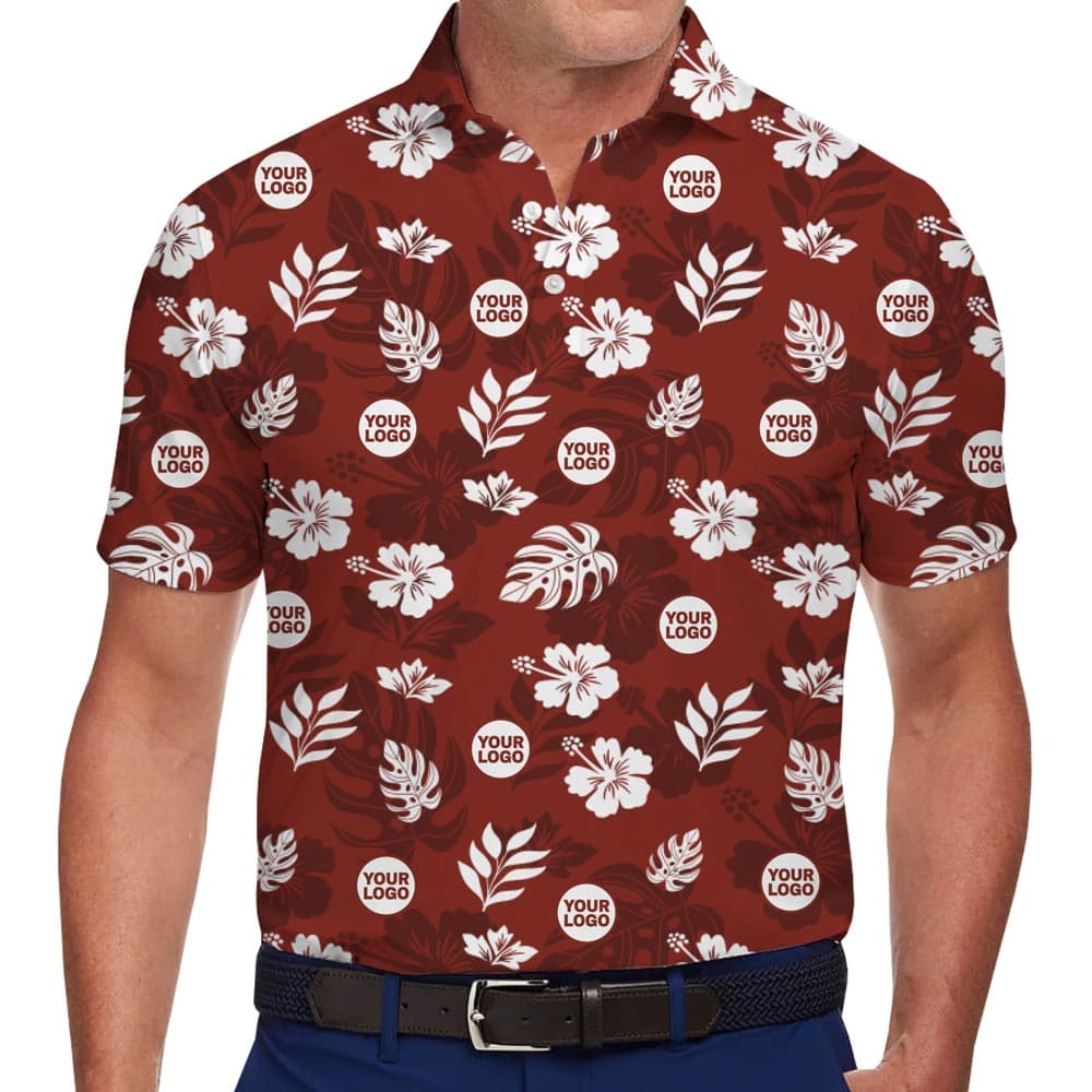 Custom Logo Floral Collared Polo Shirt For Men And Women