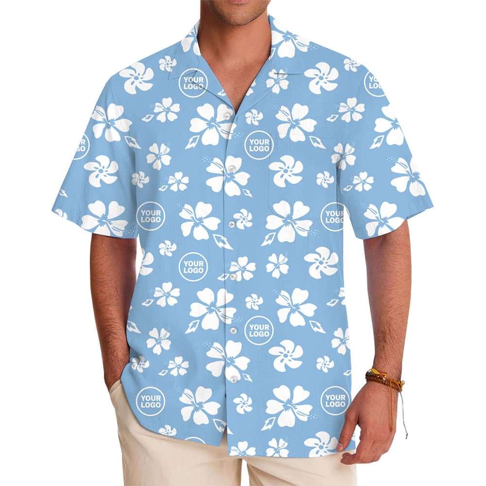 Custom Logo Hawaiian Shirt Floral Aloha Pattern with Live Preview