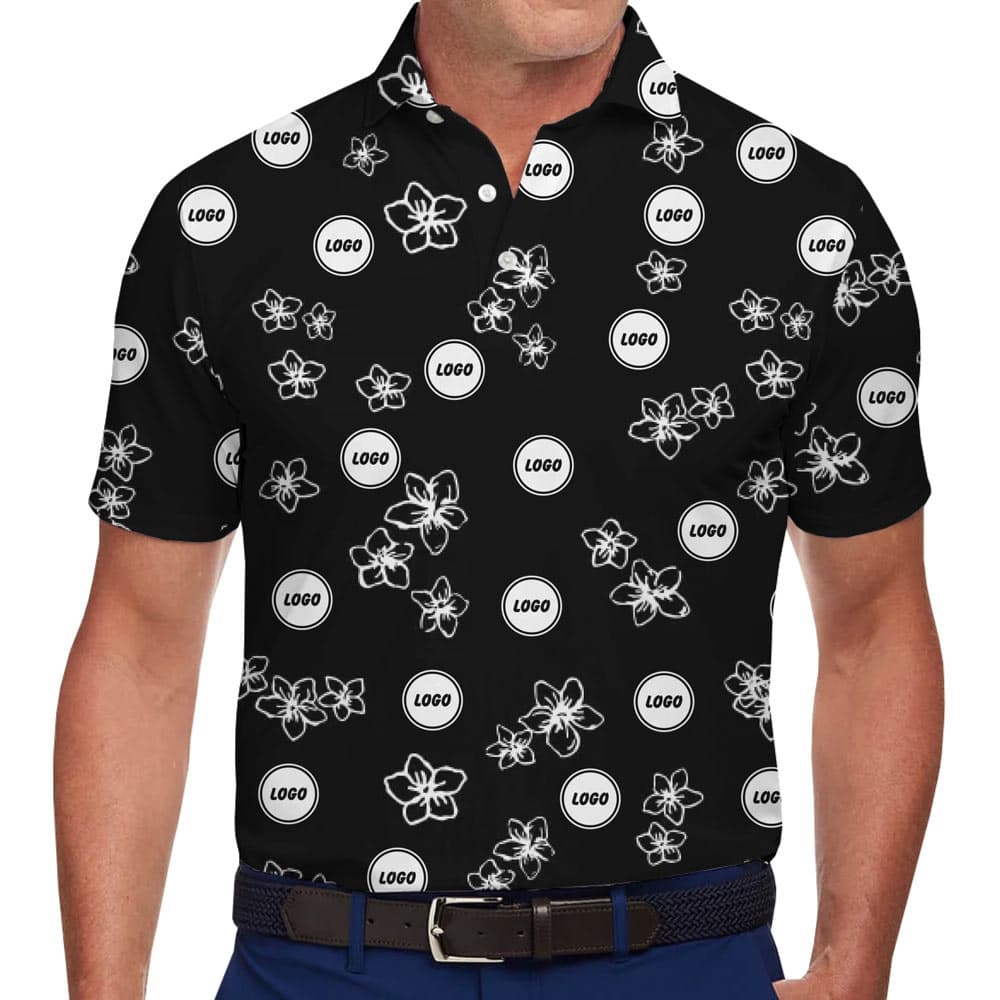 Custom Logo Hibiscus Polo Shirt