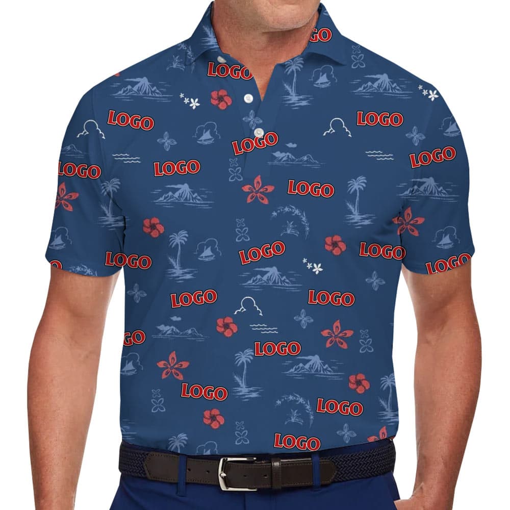Custom Logo Vintage Navy Polo Shirt With Preview