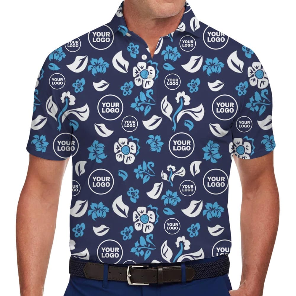 Custom Logo With Floral Background Polo