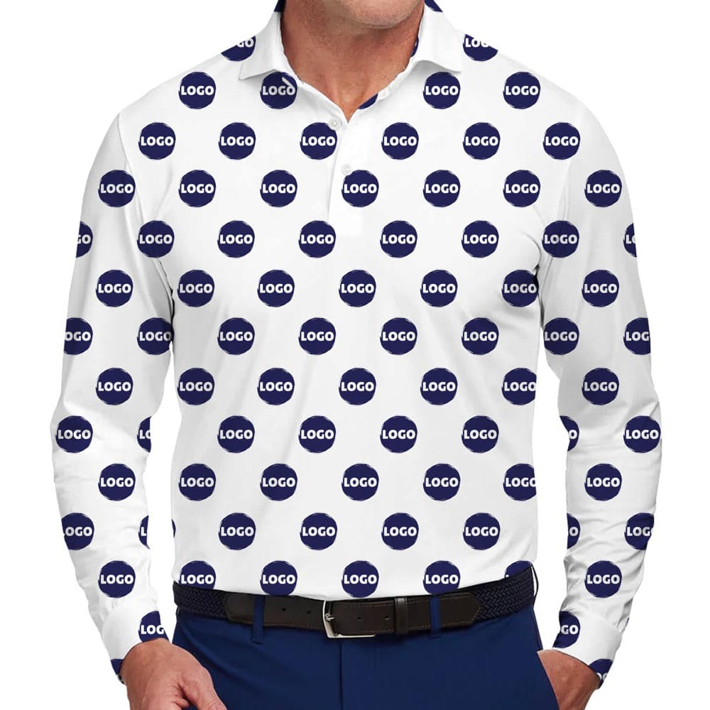 Custom Long Sleeve Collared Polo Shirt With Big Logo And Preview