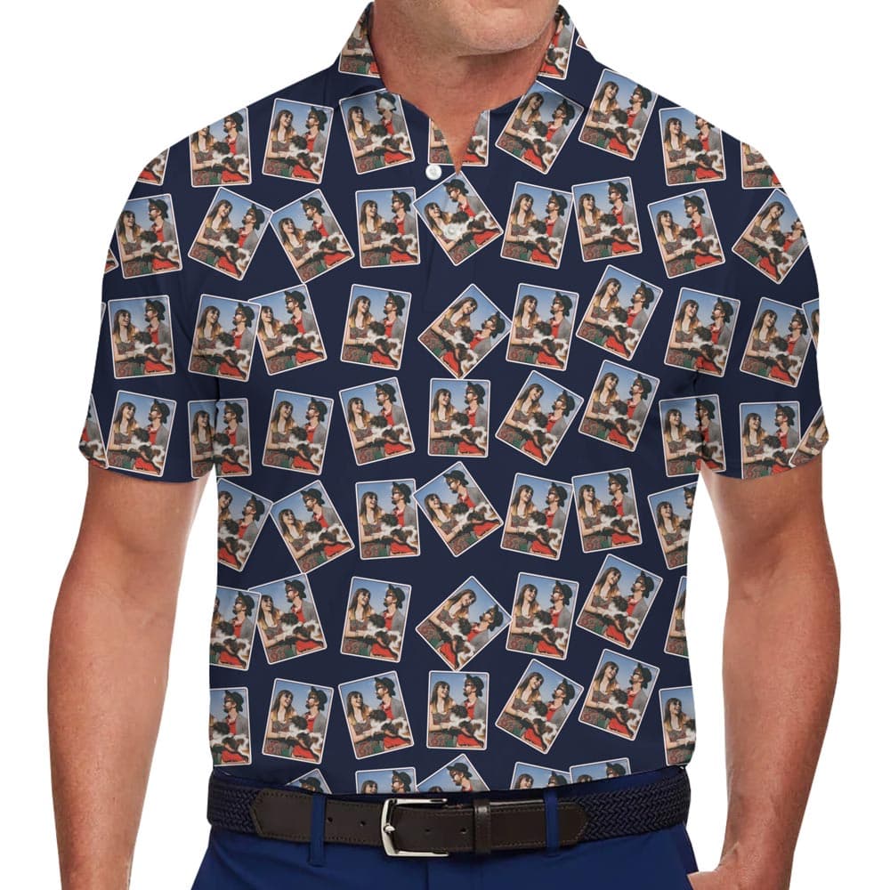Custom Photo With Border Collared Polo Shirt