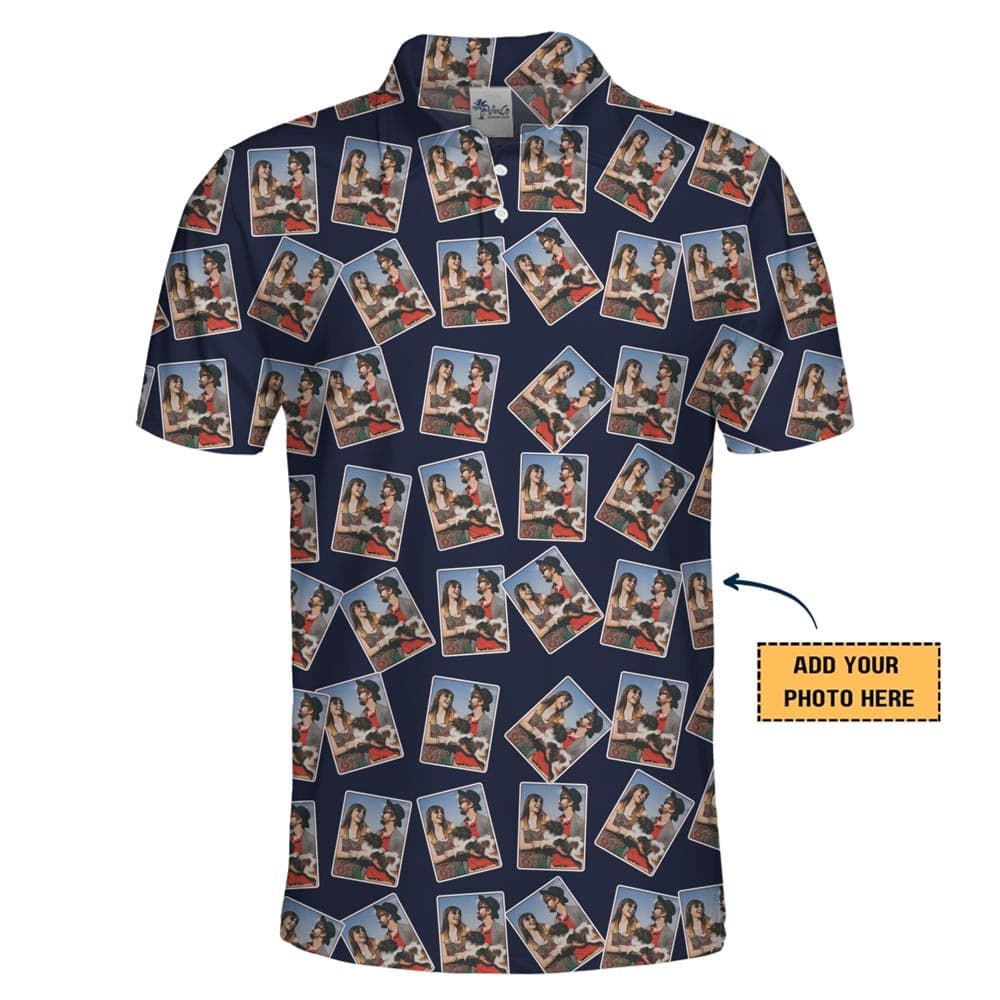 Custom Photo With Border Collared Polo Shirt